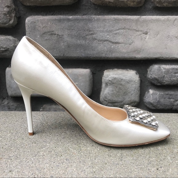 Kate Spade Ivory Satin Rhinestone Pumps NEW sz 10 - Picture 5 of 12